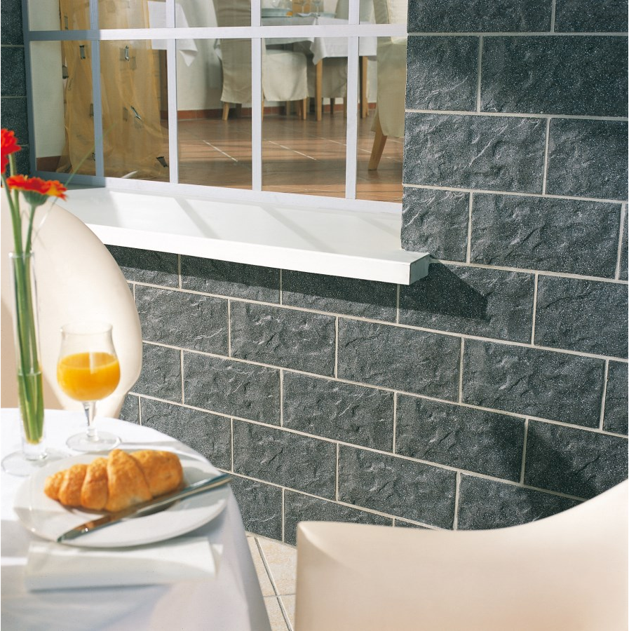 Клинкерная фасадная плитка облицовочная под камень Stroeher (Штроер) Kerabig KS 05 anthrazit рельефная, 302*148*12 мм