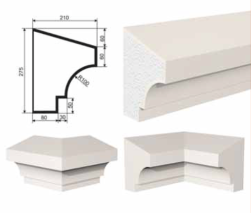 КАРНИЗ для Фасада и Интерьера - лепнина, декор из пенополистирола КВ-275/2 275*210*2000 мм
