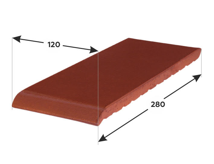 280*120*15 мм ОК28-06 красный терракот, Клинкерный подоконник, отлив - фасад дома klinker