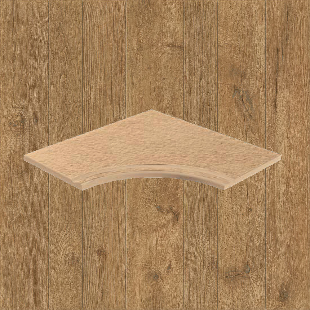 Тротуарная плитка Дерево-охра Lastra. Спец. Элемент- Бортик Изогнутый с Выемкой Закругленный 30 Оак Резерв Пьюр \ Oak Reserve Pure Curvilineo Svasato Round 30  300х600х20мм