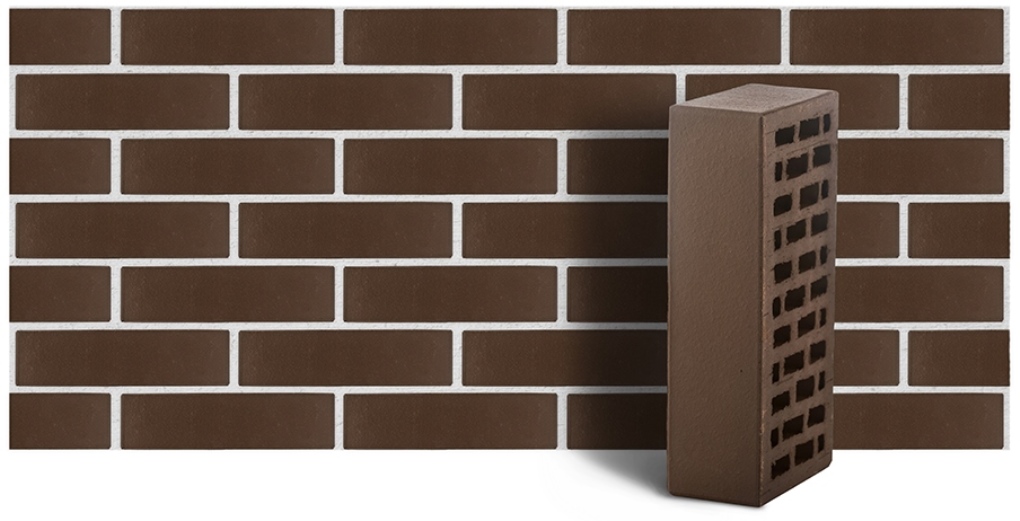 Кирпич лицевой керамический ЛСР пустотелый темно-коричневый гладкий М175 250*120*65 мм