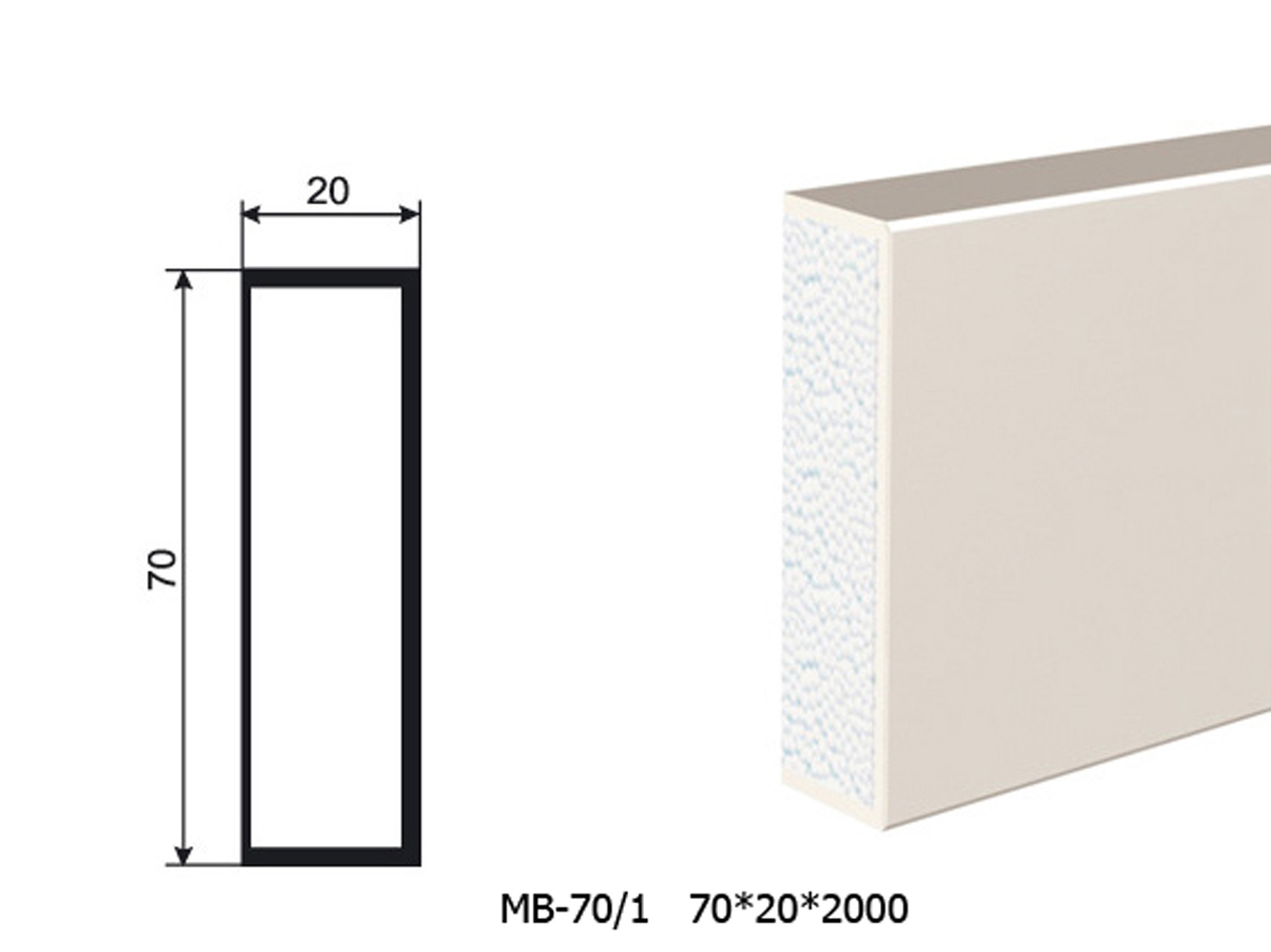 Молдинг для фасада - лепнина, декор из пенополистирола МВ-70/1 70*20*2000 мм