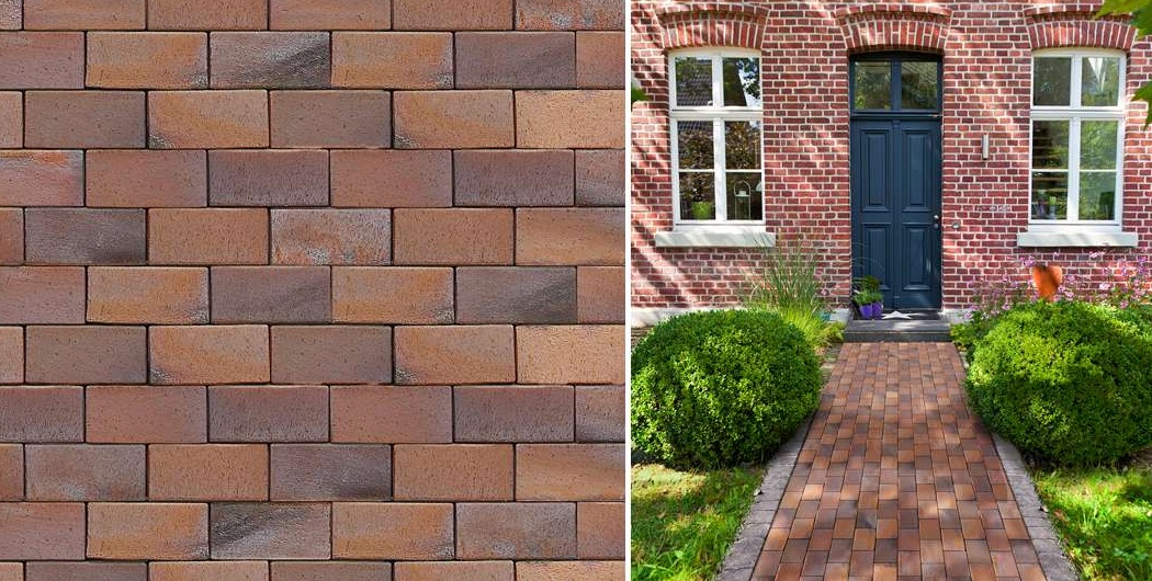 Тротуарная плитка / брусчатка Клинкерная ABC Carbo (Карбо) (rot-bunt-Kohlebrand), 240*118*52 мм