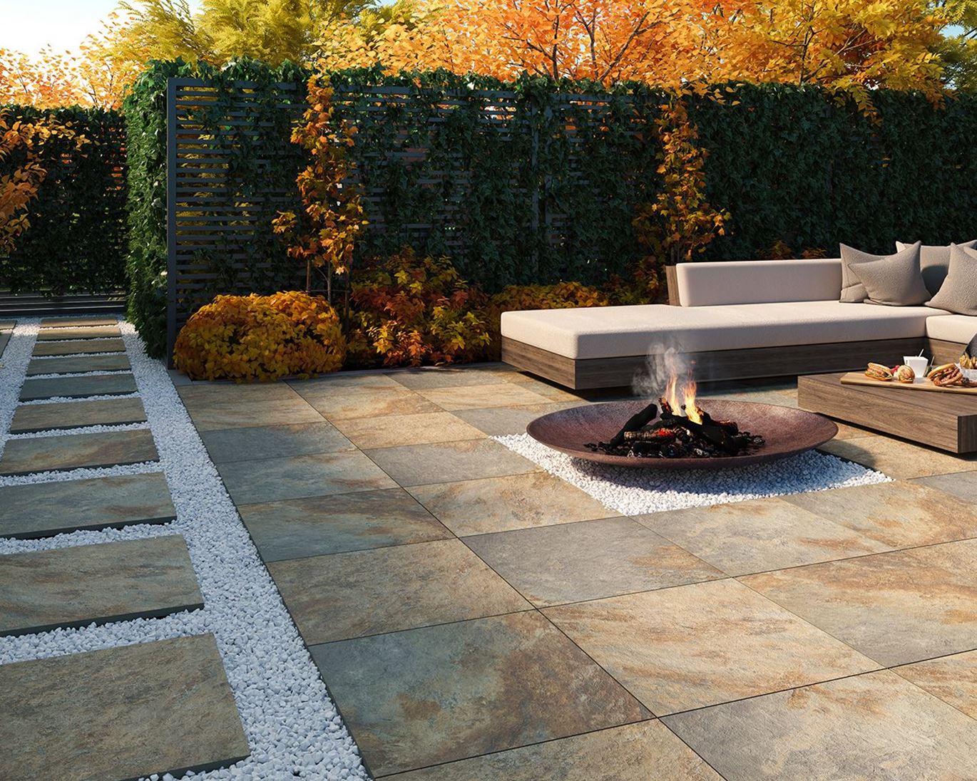 Rustic Gold Gres 20 мм тротуарная плитка уличная, противоскользящая, керамогранитная 595*595*20 мм Paradyz