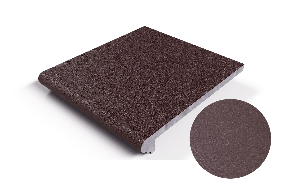 201 Ступень Флорентинер фронтальная противоскользящая с насечками, коричневая 330*310*17 мм