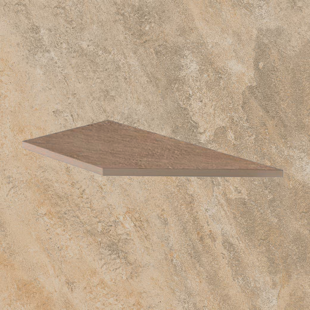 Тротуарная плитка Бежевая-золото Lastra. Спец. Элемент - Бортик Угловой Пс Лэндстоун Голд \ Landstone Gold Lineare Angolo Dx 300х600х20мм