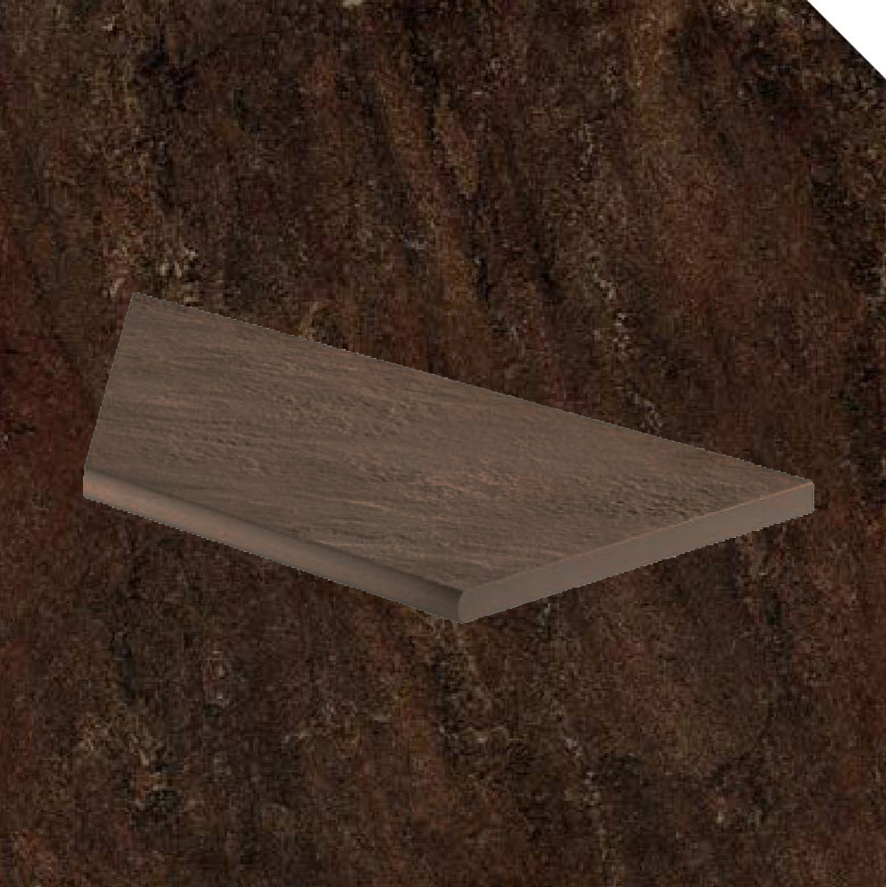 Тротуарная плитка Коричневая Lastra. Спец. Элемент- Бортик Закругленный Угловой Пc Лэндстоун Браун \ Landstone Brown Round Angolo Dx 300х600х20мм