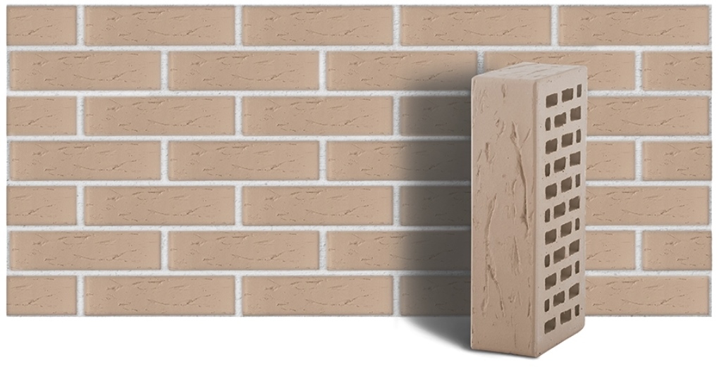 Кирпич лицевой керамический ЛСР пустотелый светло-серый рустик, 250*120*65 мм