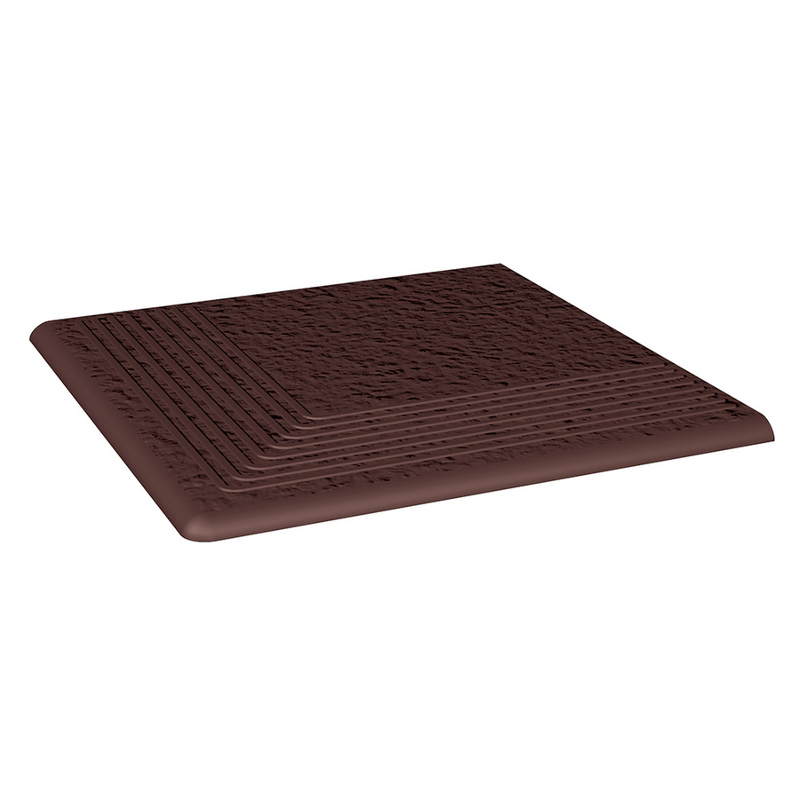 Natural Brown угловая клинкерная ступень с насечками 300x300x11 мм