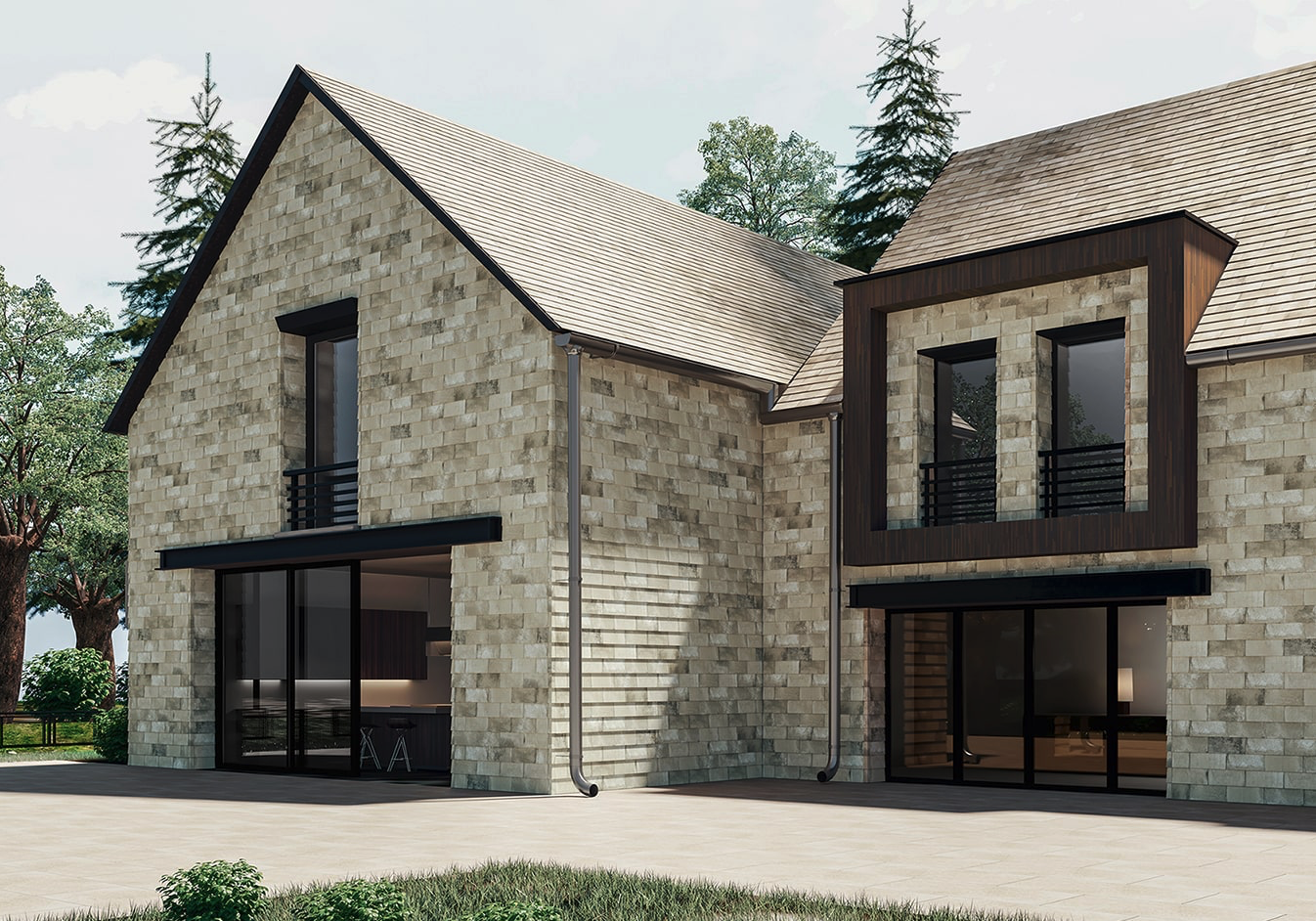 Tempio Rustikotta ANTIQUE MOSS 200x400x14мм Дранка керамическая плитка для навесного вент Фасада и Кровли