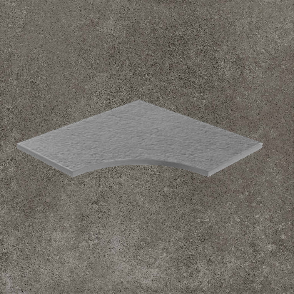 Тротуарная плитка Серая Lastra. Спец. Элемент- Бортик Изогнутый Закругленный 30 Дрифт Грей \ Drift Grey Curvilineo Round 30 300х600х20мм