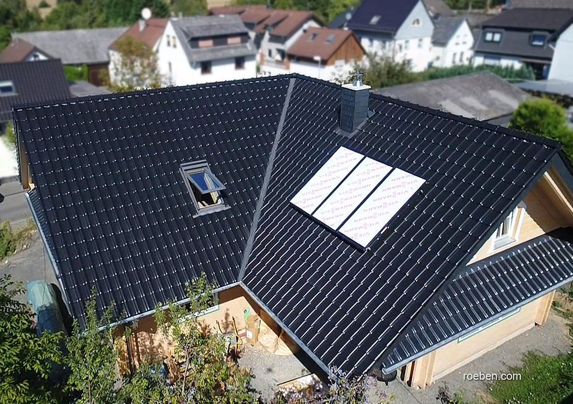 Керамическая черепица рядовая Roben LUGANO базальт ангоб