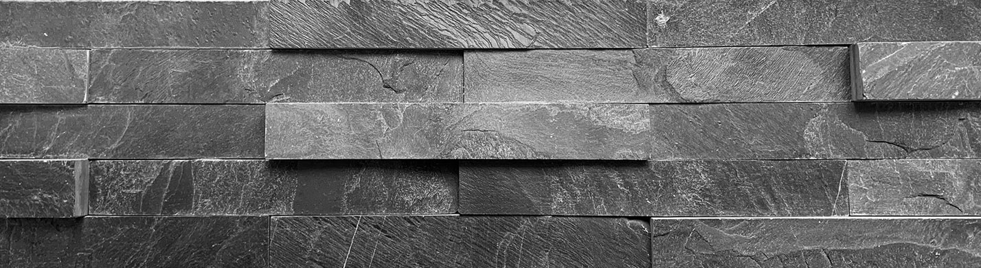 Сланец Черный-018 600*150*10-20 мм, натуральный камень для фасада и интерьера BD