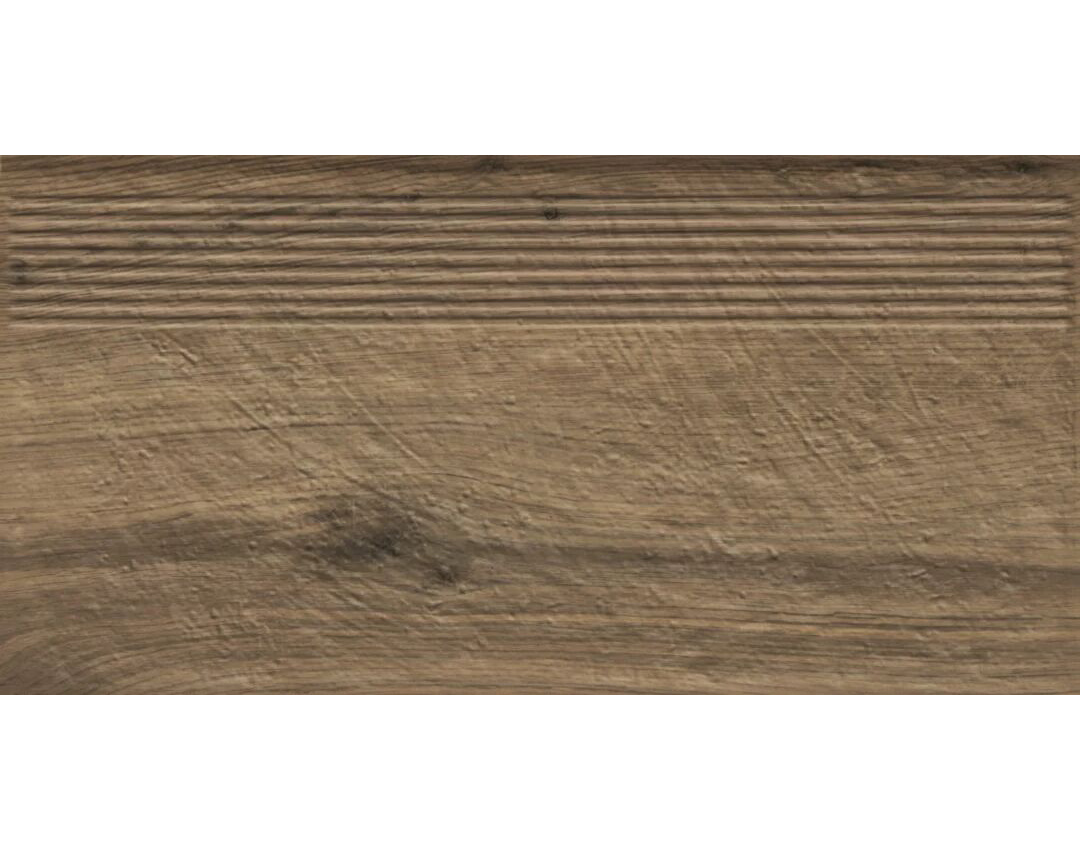 Клинкерная ступень с насечками Carrizo Wood 600*300*8,5 мм – для улицы, террасы, крыльца, лестницы, морозостойкая