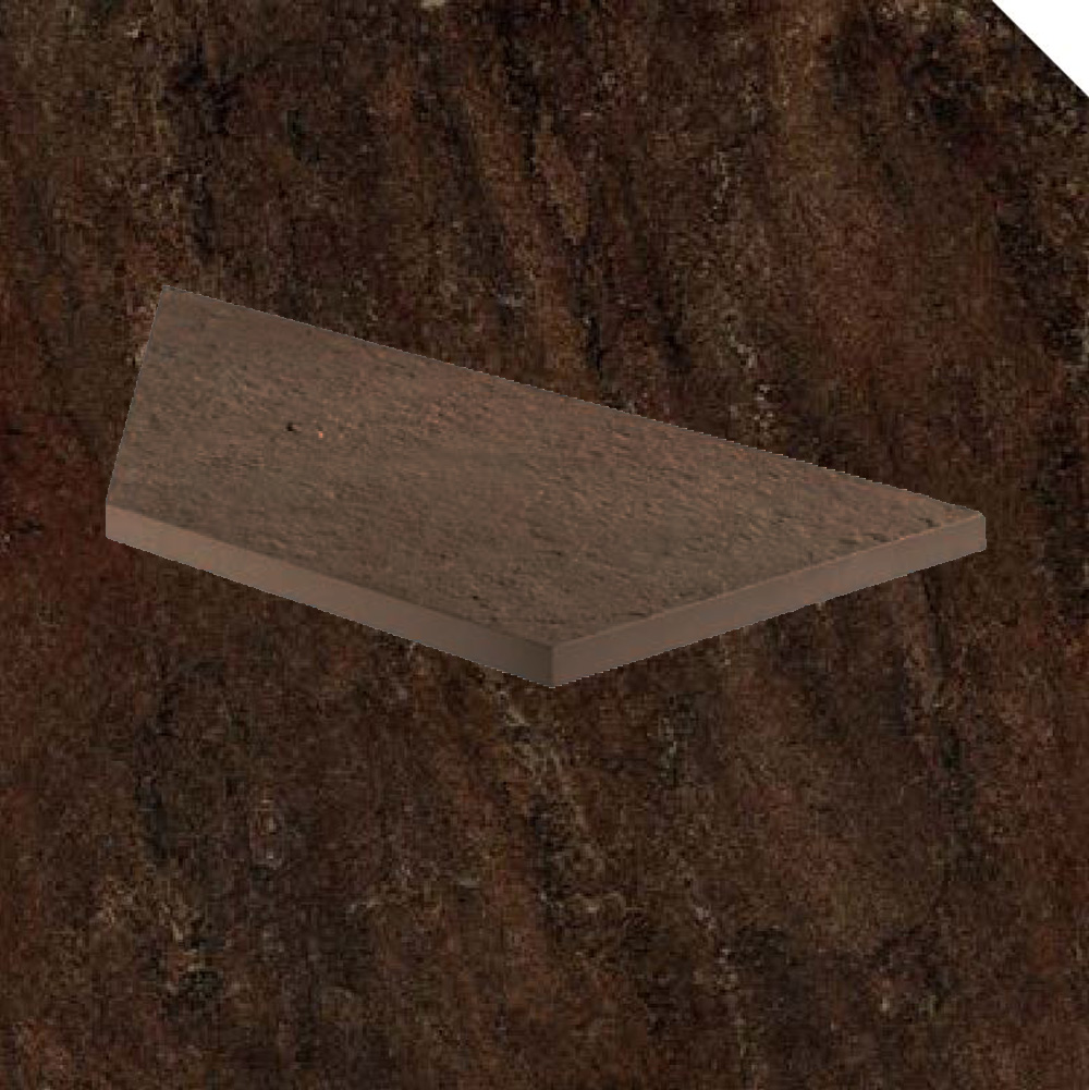 Тротуарная плитка Коричневая Lastra. Спец. Элемент- Бортик Угловой Лс Лэндстоун Браун \ Landstone Brown Lineare Angolo Sx 300х600х20мм