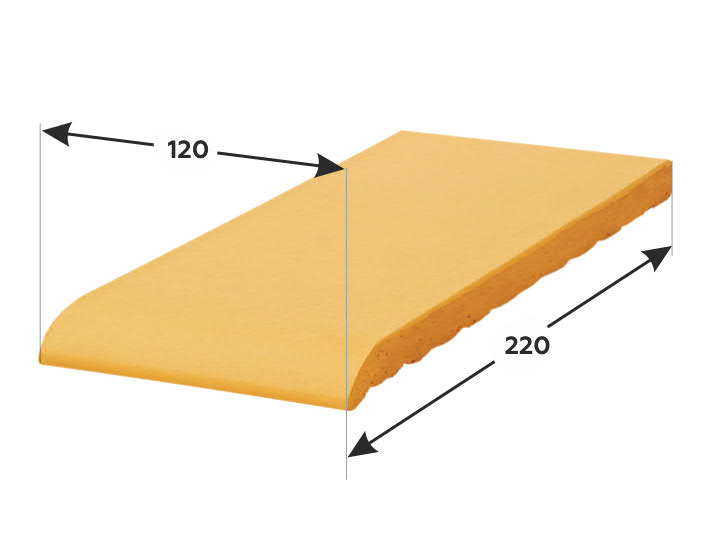220*120*15 мм ОК22-10 желтый, Клинкерный подоконник, отлив - фасад дома klinker