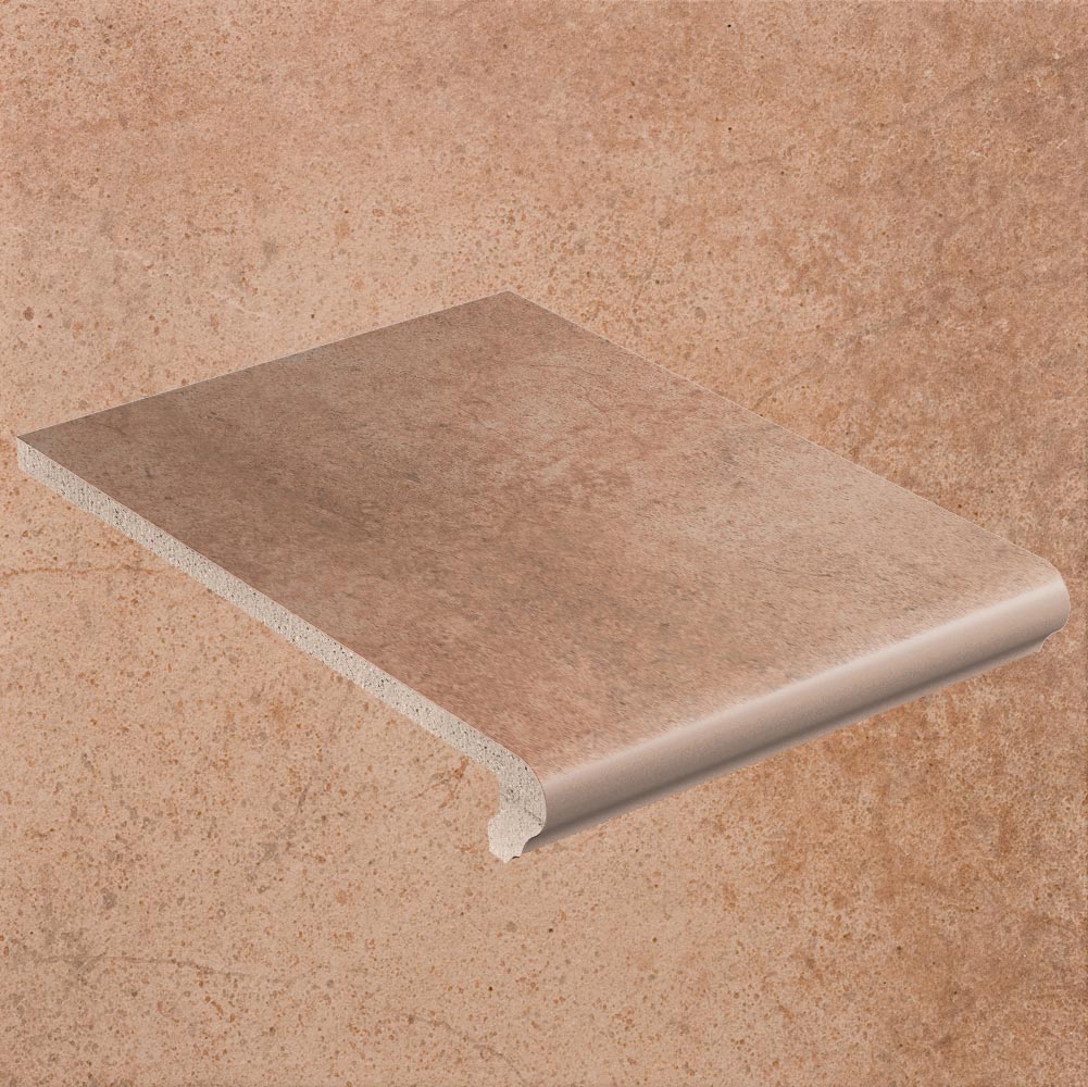 Клинкерная ступень флорентинер противоскользящая плитка Stroeher KERAPLATTE AERA 750 rubeo 340*240*12 мм