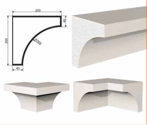 КАРНИЗ для Фасада и Интерьера - лепнина, декор из пенополистирола КВ-200/8 200*200*2000 мм
