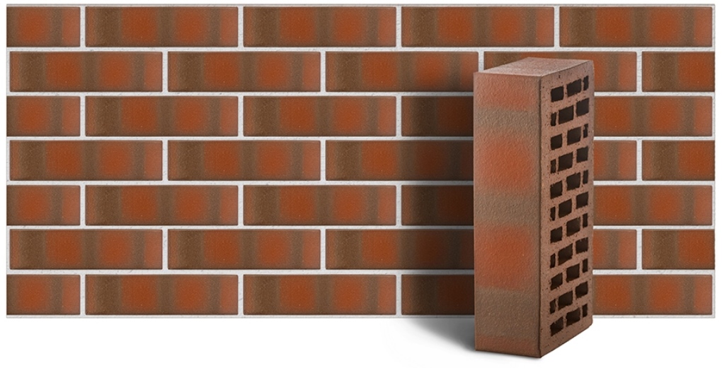 Кирпич лицевой керамический ЛСР пустотелый Красный Флэш темный гладкий 250*120*65 мм