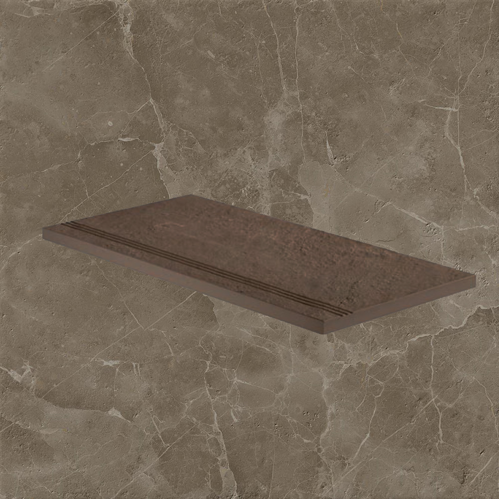 Тротуарная плитка Светло-коричневая Lastra. Спец. Элемент-Ступень Линеаре 30х60 Супернова Стоун Грей \ Supernova Stone Grey Gradino Lineare 300х600х20мм