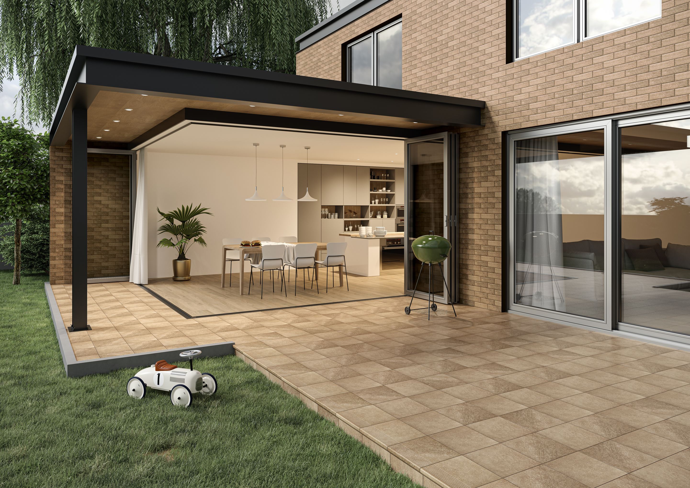 Клинкерная ступень флорентинер Mattone Sabbia Brown противоскользящая с капиносом, коричневый 330x300x11 мм