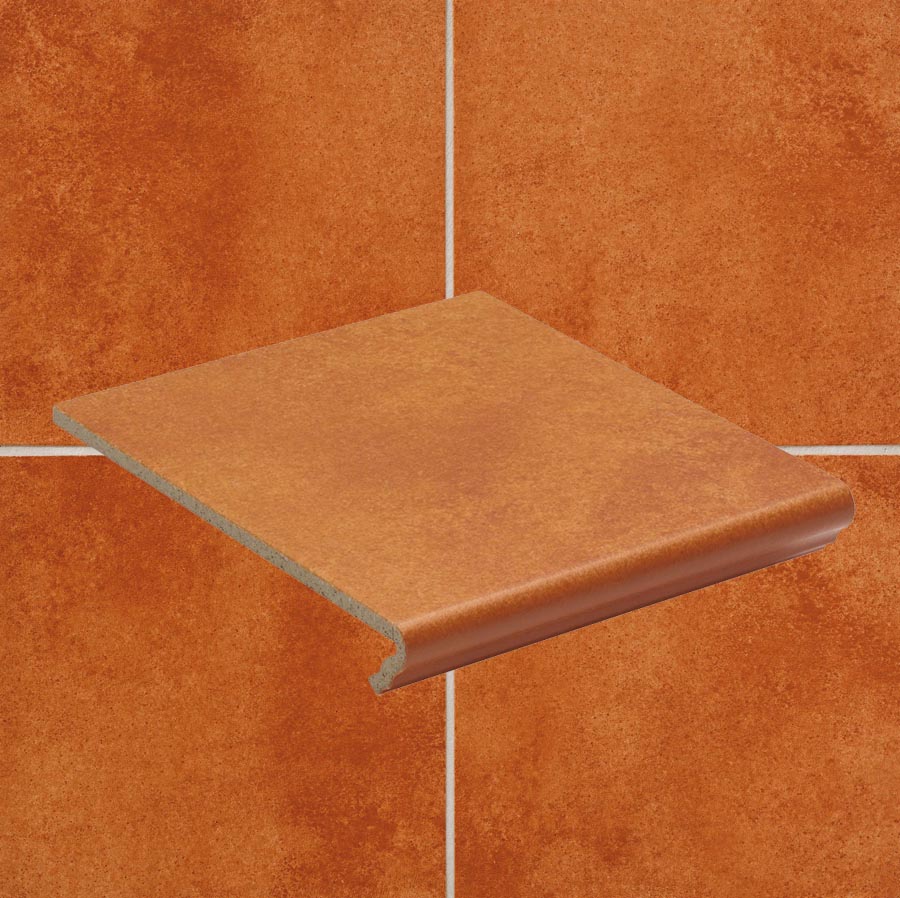 Клинкерная ступень флорентинер противоскользящая плитка EURAMIC CADRA 524 male 340*294*10 мм