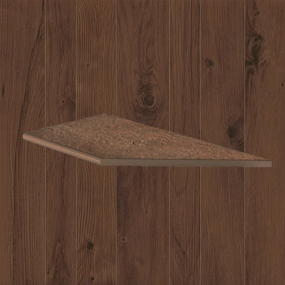 Тротуарная плитка Дерево Lastra. Спец. Элемент-Бортик Закругленный Угловой Лc Фрейм Оак \ Frame Oak Round Angolo Sx 300х600х20мм