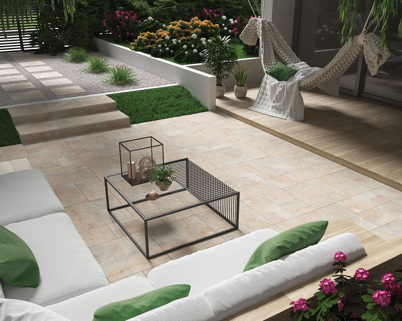 Burlington Ivory Struktura 20 мм тротуарная плитка уличная, противоскользящая, керамогранитная 595*595*20 мм Paradyz