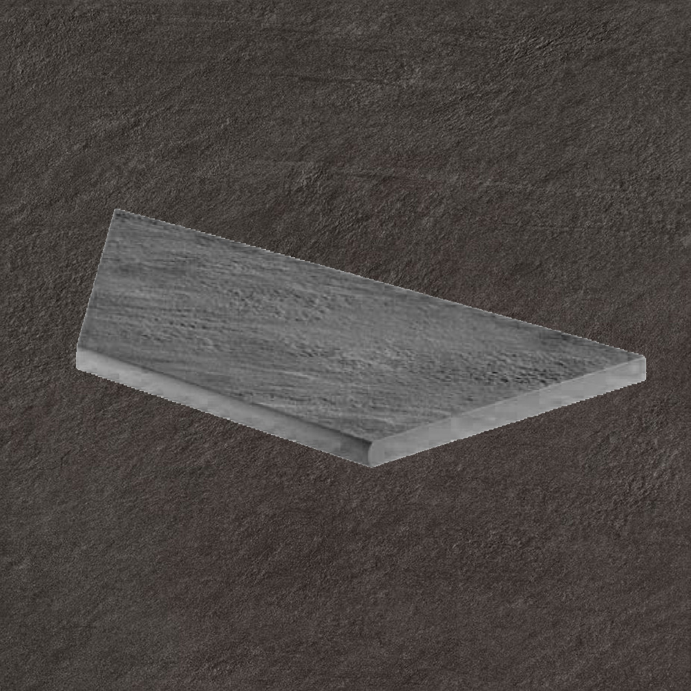 Тротуарная плитка Черная Lastra. Спец. Элемент- Бортик Закругленный Угловой Пc Лэндстоун Найт \ Landstone Night Round Angolo Dx 300х600х20мм