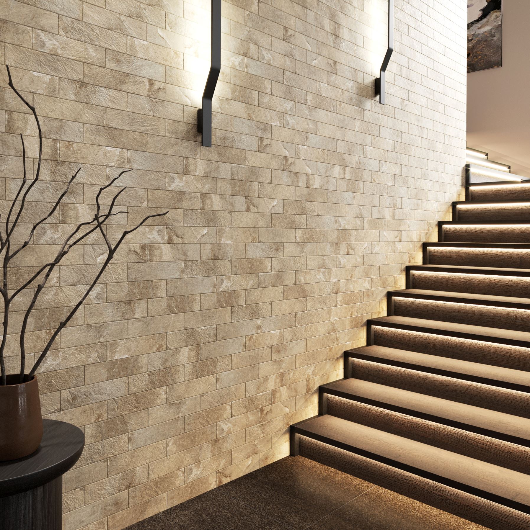 Колорадо-3 бежевая клинкерная фасадная плитка под кирпич 245*65*7 мм, керамин