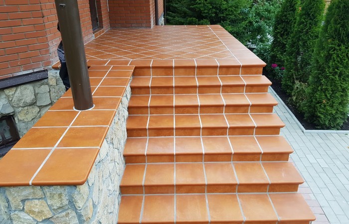 Клинкерная ступень флорентинер противоскользящая плитка EURAMIC CADRA 524 male 340*294*10 мм