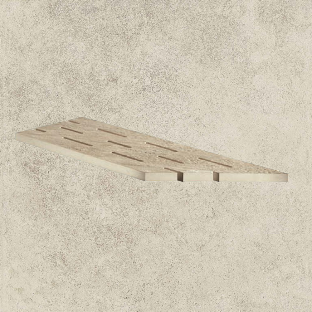 Тротуарная плитка Белая Lastra. Спец. Элемент-Решетка Угловая Пс 20x60 Дрифт Вайт \ Drift White Griglia Angolo Dx 200х600х20мм