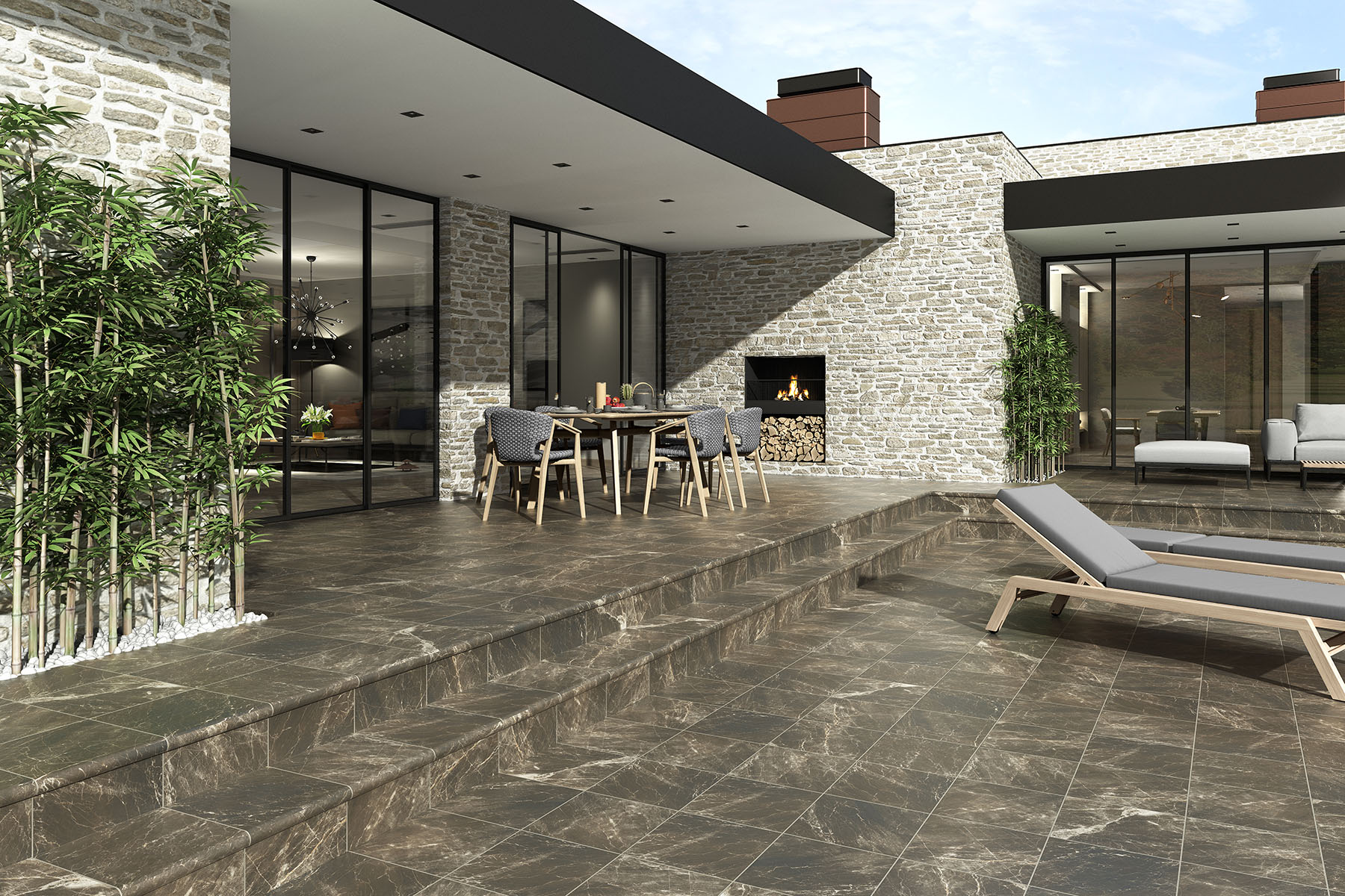 Nevada EMPERADOR Exagres 330*330*12 мм, клинкерная ступень флорентинер- с капиносом, противоскользящая