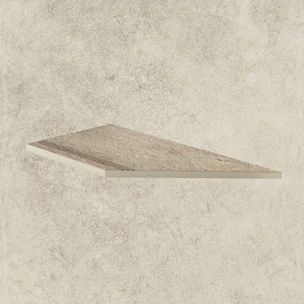 Тротуарная плитка Белая Lastra. Спец. Элемент-Ступень Угловая Линеаре Пс 30x60 Дрифт Вайт \ Drift White Gradino Lineare Angolo Dx 300х600х20мм