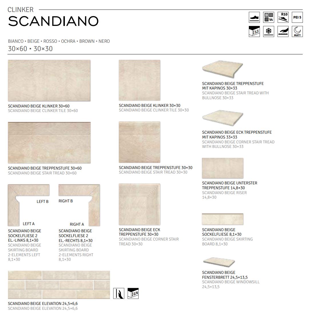 Scandiano Beige ступень угловая флорентинер противоскользящая с капиносом 330x330x11 мм