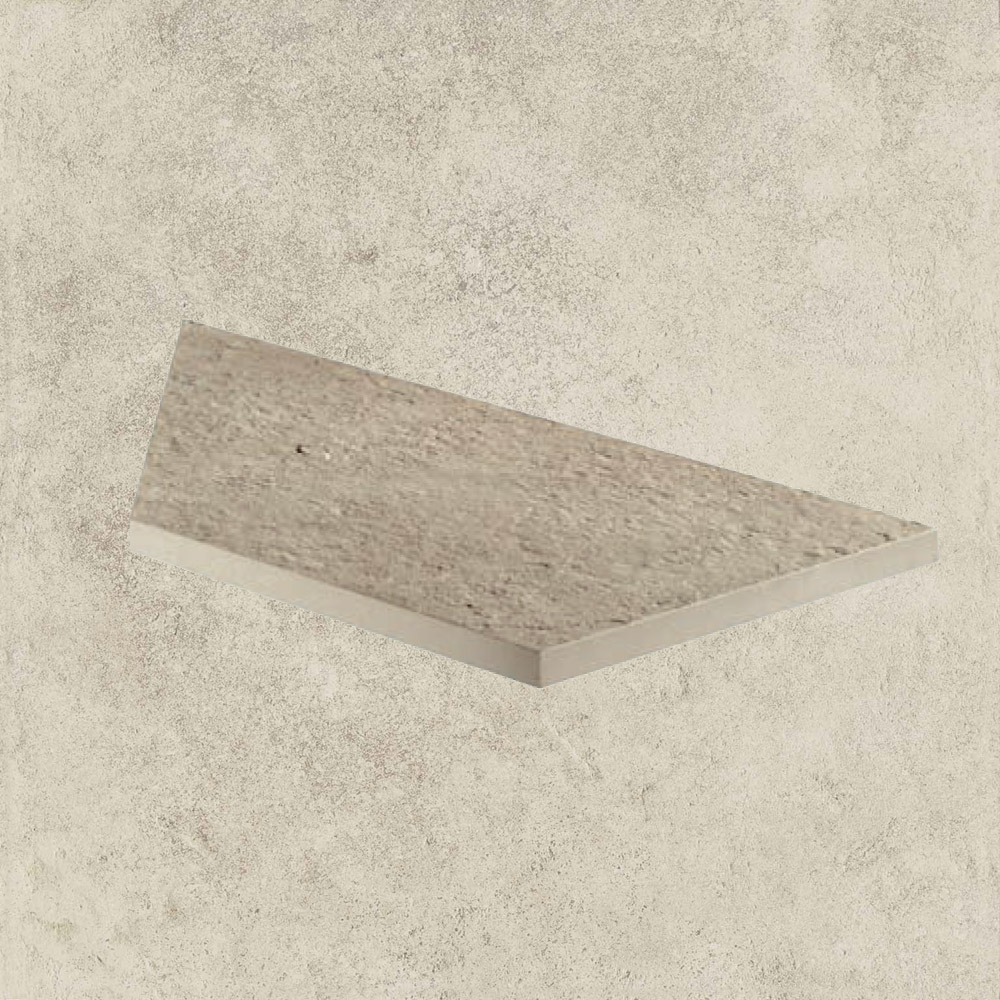 Тротуарная плитка Белая Lastra. Спец. Элемент- Бортик Угловой Лс Дрифт Вайт \ Drift White Lineare Angolo Sx 300х600х20мм