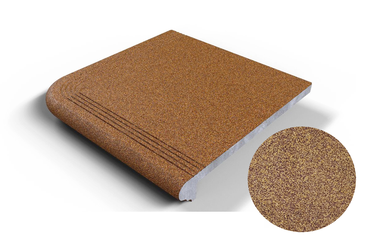 607 Угловая ступень Флорентинер противоскользящая с насечками, песочная 330*330*17 мм