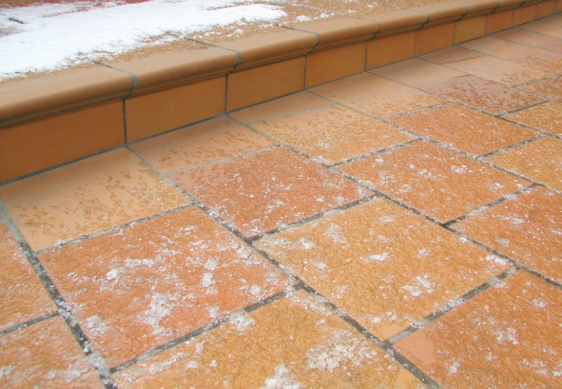 Клинкерная ступень флорентинер противоскользящая плитка Stroeher KERAPLATTE TERRA 313 autumn 340*240*12 мм