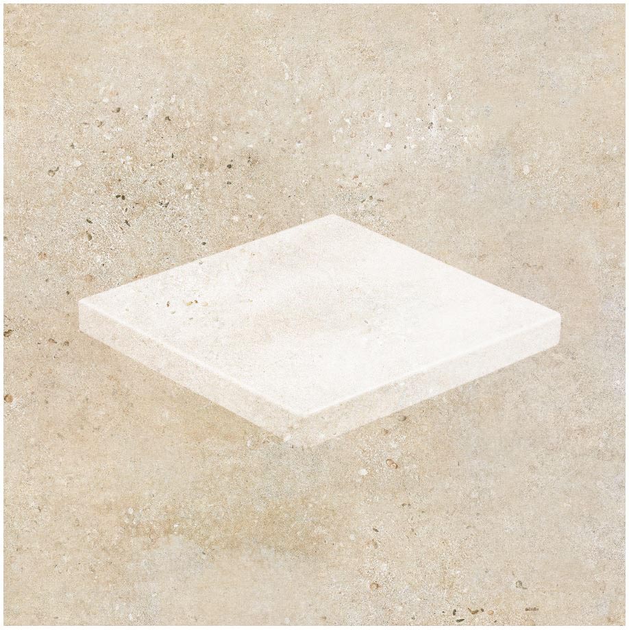 Клинкерная Ступень лофт Угловая противоскользящая плитка Stroeher KERAPLATTE GRAVEL BLEND 960 beige 340*340*35*11 мм