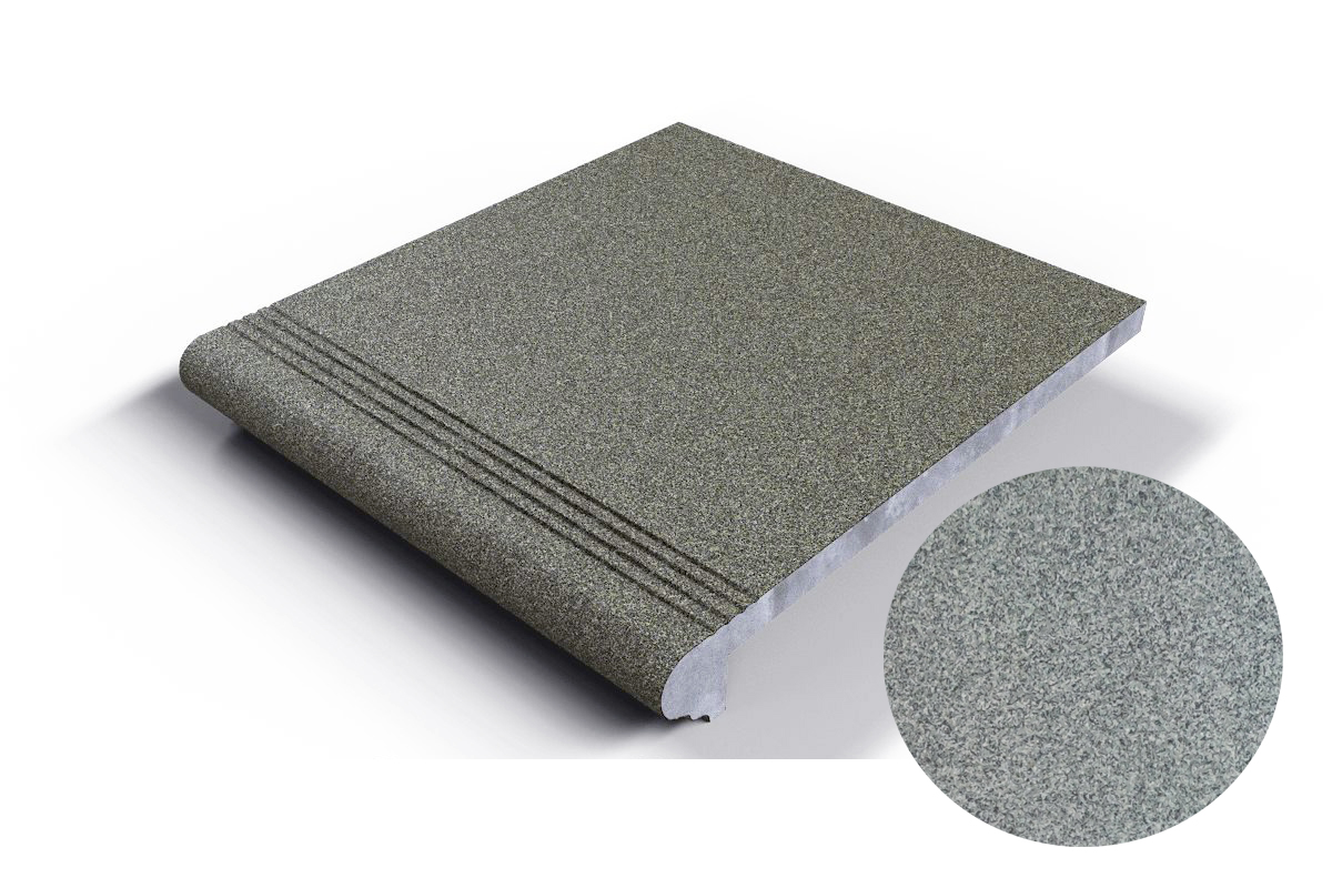 502 Ступень Флорентинер фронтальная противоскользящая с насечками, серая 330*310*17 мм