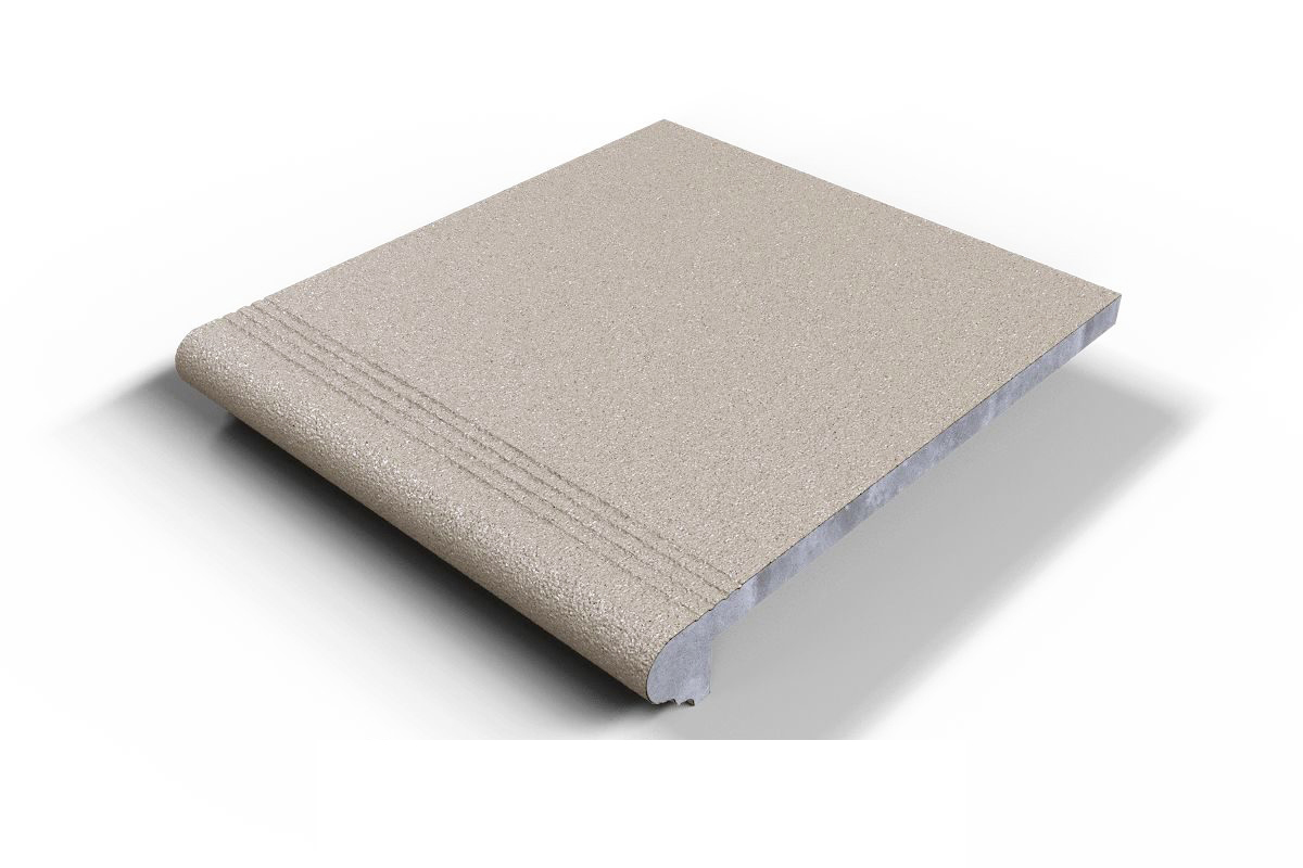 302 Ступень Флорентинер фронтальная противоскользящая с насечками, бежевая 330*310*17 мм