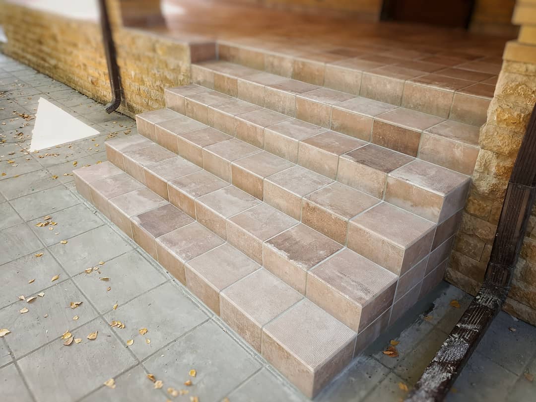 Scandiano Ochra клинкерная ступень с насечками противоскользящая 300x300x11 мм