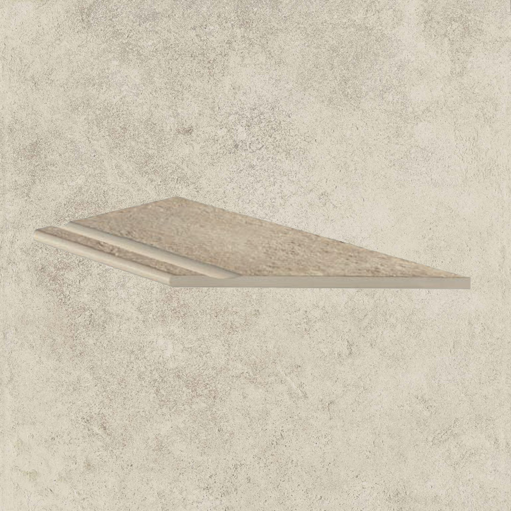 Тротуарная плитка Белая Lastra. Спец. Элемент- Бортик Угловой Бассейн Пс 30x60 Дрифт Вайт \ Drift White Piscina Angolo Dx 300х600х20мм