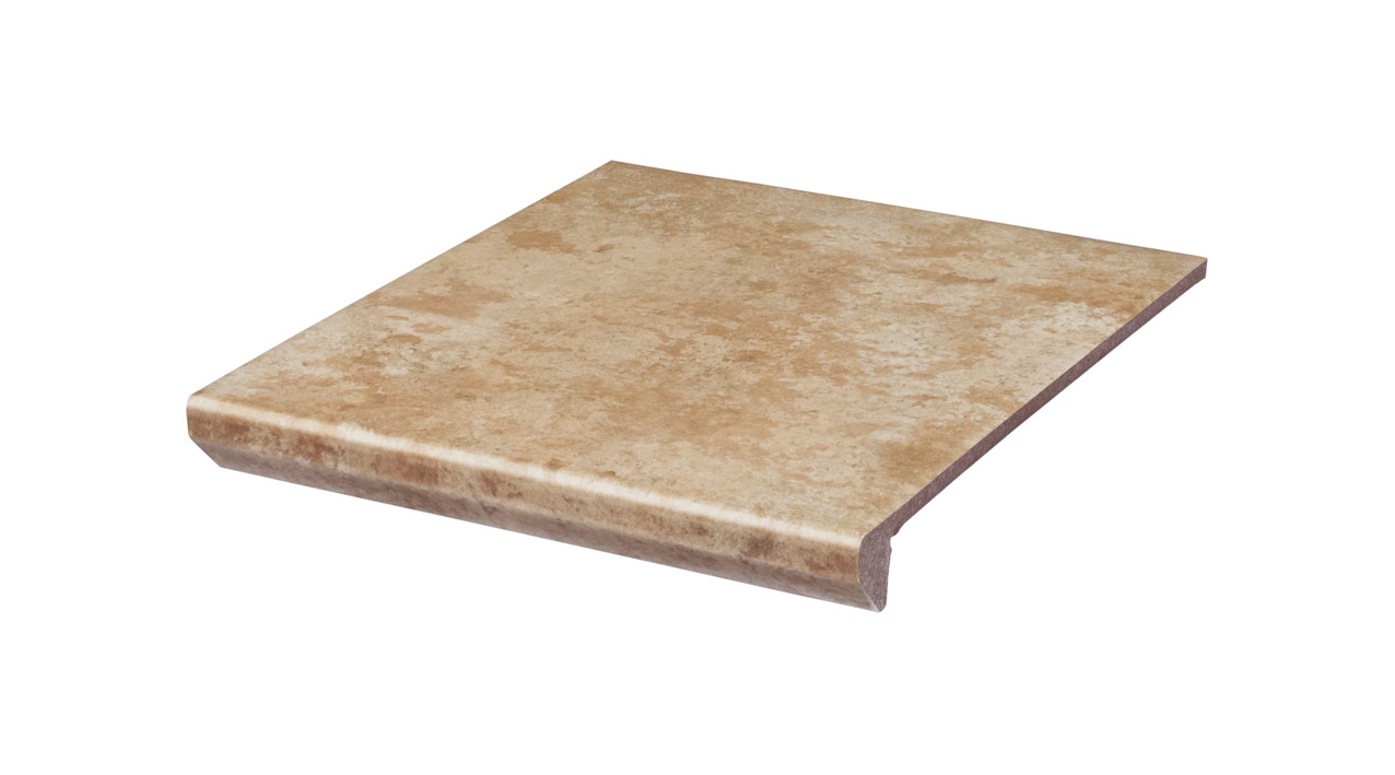 Клинкерная ступень флорентинер Ilario Beige противоскользящая с капиносом, бежевый 330x300x11 мм