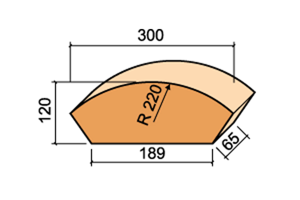 Lode JANKA F31 гладкий, 189*121*65 мм, Кирпич фигурный полнотелый красный, радиальный сколотый
