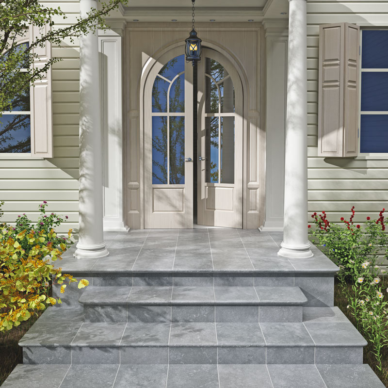 Stone Gris Exagres 330*330*12 мм, клинкерная ступень флорентинер- с капиносом, противоскользящая