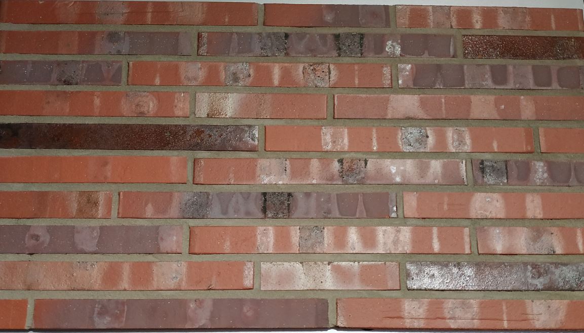 Кирпич облицовочный Клинкерный ригельный Langformat ABC 1012 Schleswig blau-bunt Kohlebrand Fußsortierung 365*115*40 мм