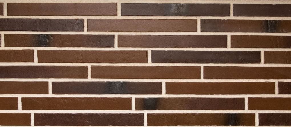 Клинкерная фасадная плитка облицовочная под кирпич Stroeher (Штроер) Glanzstueck Glanzstueck № 5 рельефная, 440*52*14 мм