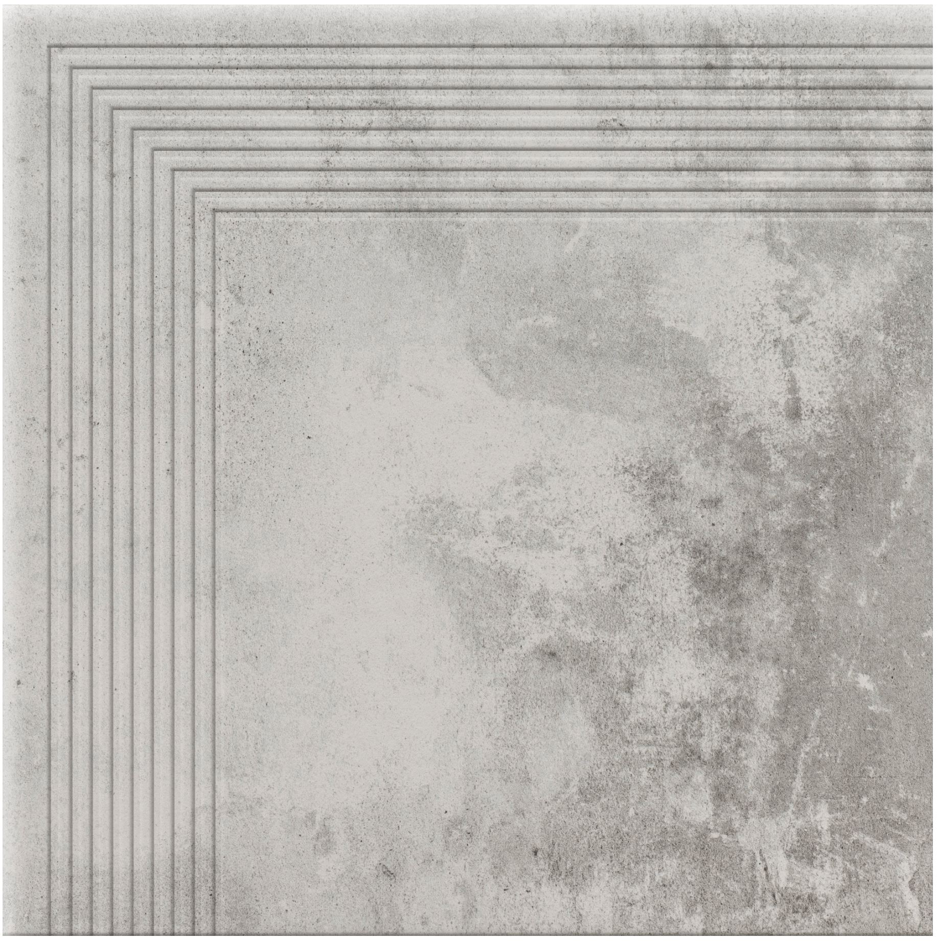 Клинкерная угловая ступень с насечками противоскользящая Cerrad Podloga Piatto grys 300*300*9 мм