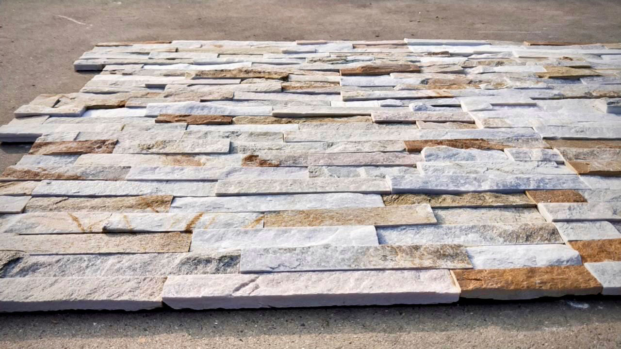 Сланец Бежевый-014 600*150*10-20 мм, натуральный камень для фасада и интерьера BD